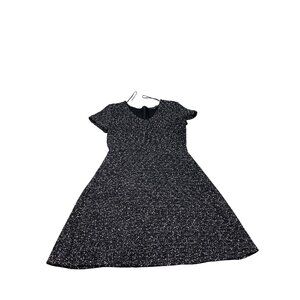 Hailey 23 Womens Medium Black Sparkle A-Line Dress Short Sleeve Zippered Back